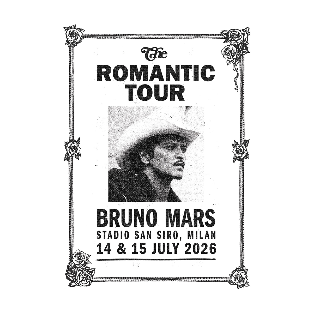 ブルーノ・マーズ the romantic ツアーポスター Milan The Romantic Limited Edition Tour Poster – Bruno Mars