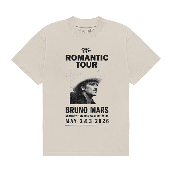 新品　Bruno Mars The Romantic Tシャツ Lサイズ Washington DC The Romantic Limited Edition Tour Tee - Ivory